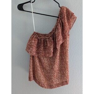Sezane Adeline One Shoulder Top Women's Size 34 (US 2) Terracotta Paisley Blouse